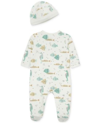Baby Boys Aquatic Footed Coverall & Hat, 2 Piece Set