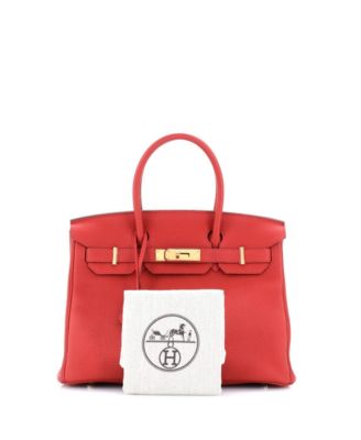 Бывшая в употреблении сумка Hermes Birkin 30, Красная Того, с золотой фурнитурой