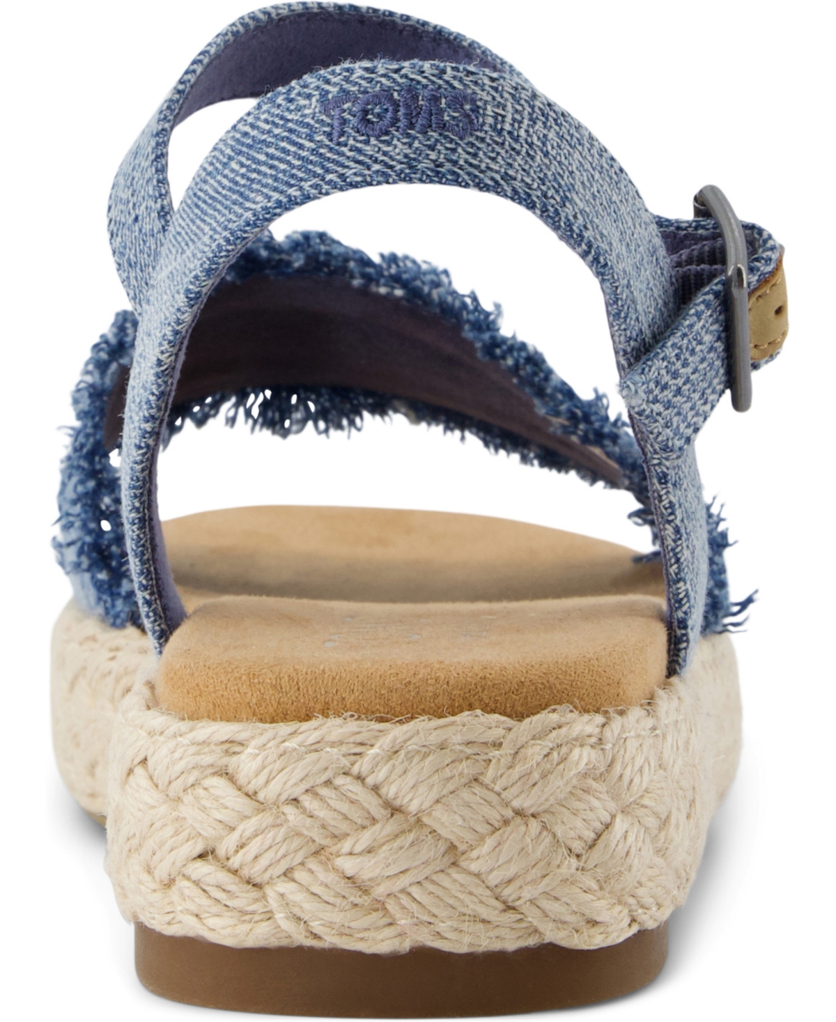 Shop Toms Women's Abby Open Toe Flat Sandals In Dark Sky Textured Denim,fray