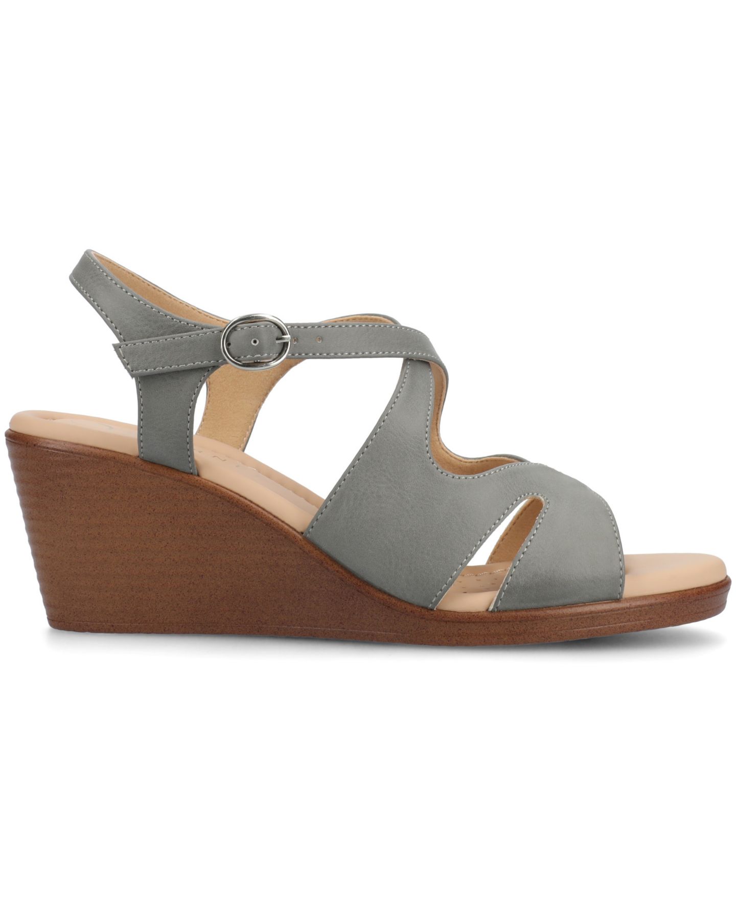 Женские сандалии Journee Collection Kedzie2 Strappy Wedge, цвет: Серый — фото 2