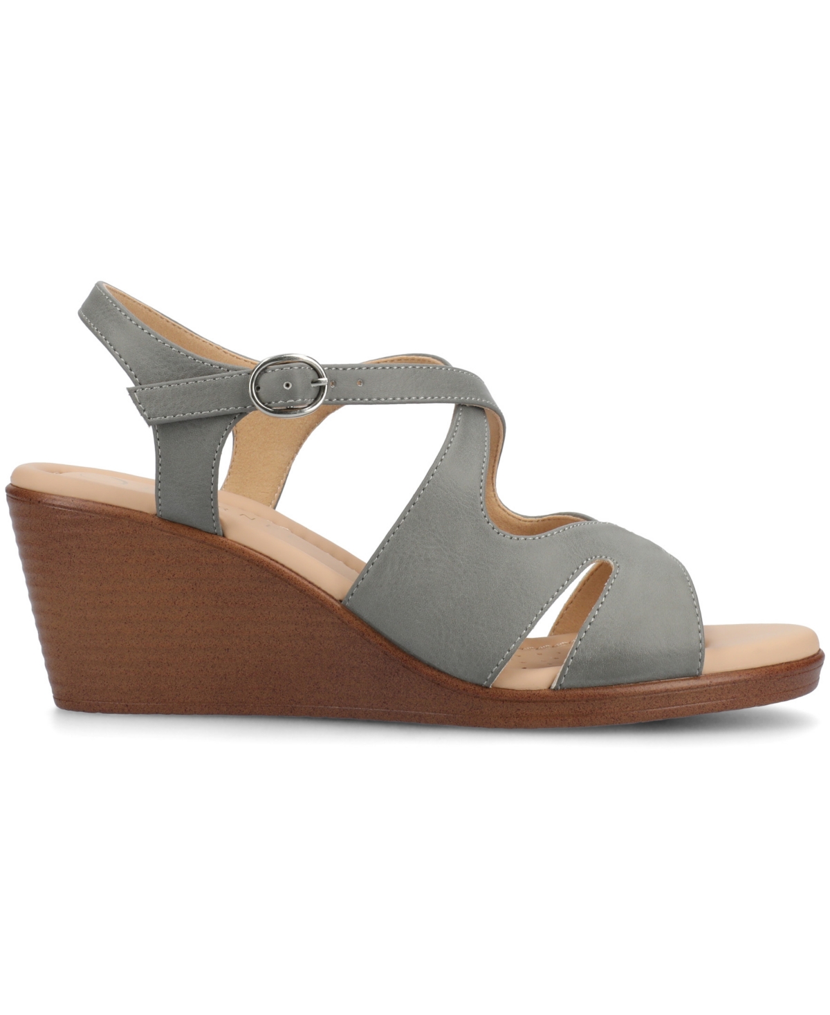 Journee Collection Women's Kedzie2 Strappy Wedge Sandals In Gray