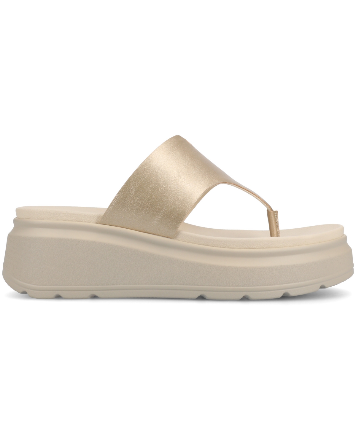 Journee Collection Carah Platform Wedge Sandal In Champagne