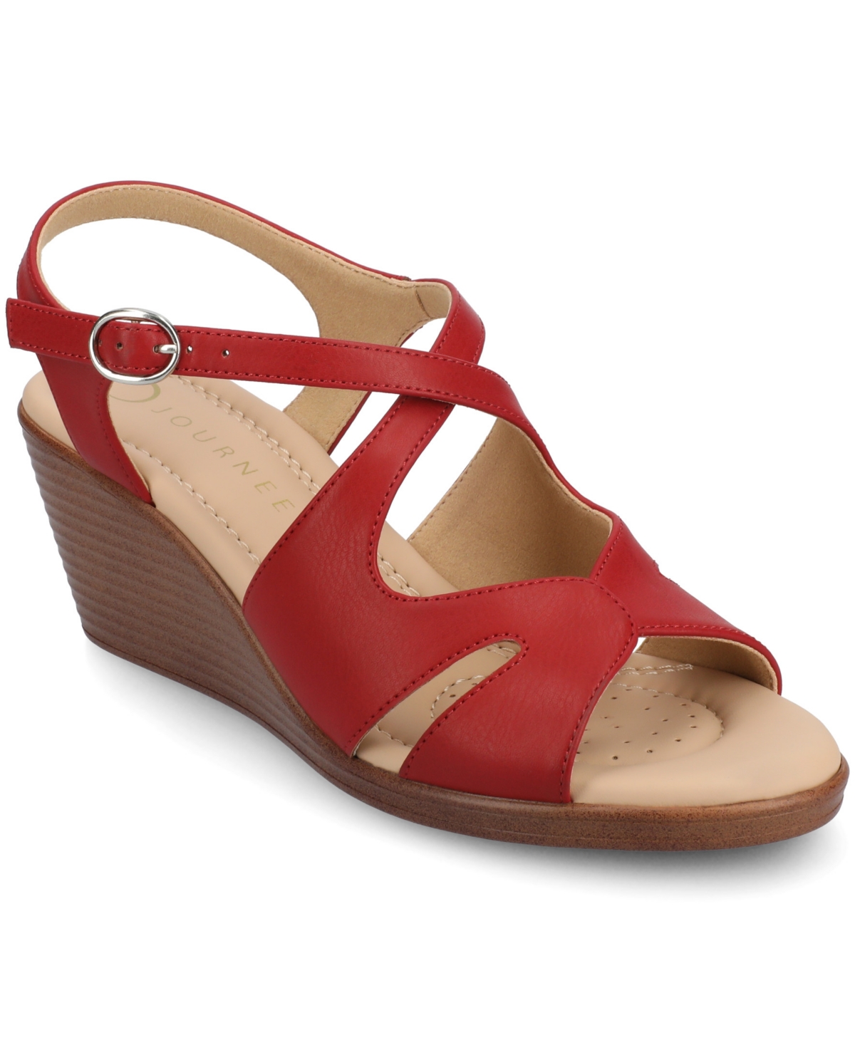 Journee Collection Women's Kedzie2 Strappy Wedge Sandals In Red