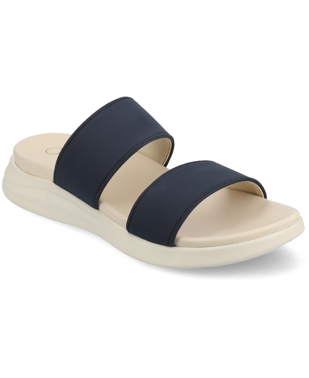 Journee Collection Women's Janis Double Band Comfort Wedge Sandals In Navy