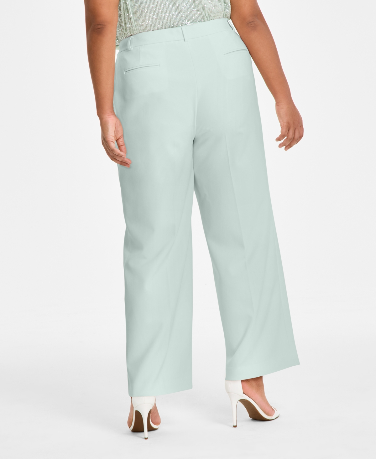 ANNE KLEIN PLUS SIZE PULL-ON WIDE-LEG TAILORED PANTS 
