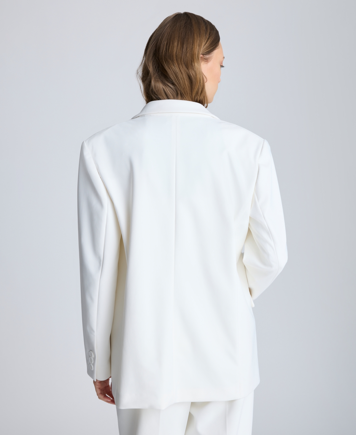 Kenneth Cole Balance Stretch One Button Boyfriend Jacket In Pure White