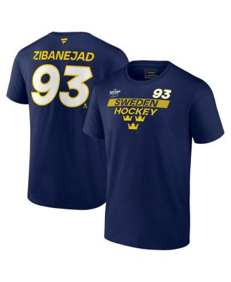 Fanatics - Men's Mika Zibanejad Navy Sweden 2025 4 Nations Face-Off Authentic Pro Name Number T-shirt