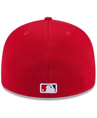 Мужская красная шапка New Era Los Angeles Angels 2025 для весенних тренировок с низким профилем, 59-ДЮЙМОВАЯ приталенная шляпа