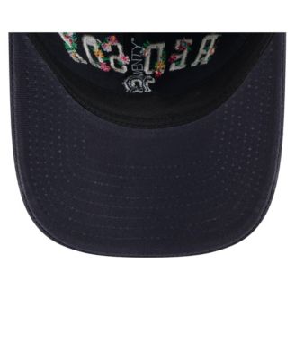 Женская темно-синяя шляпа New Era Boston Red Sox 2025, весенняя тренировочная шляпа с цветочным рисунком и регулируемой длиной 92 см.