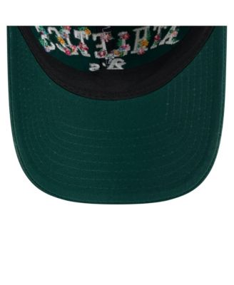 Весенняя тренировочная женская шапка New Era Women's Green Athletics 2025 с цветочным рисунком и регулируемой длиной 920 см