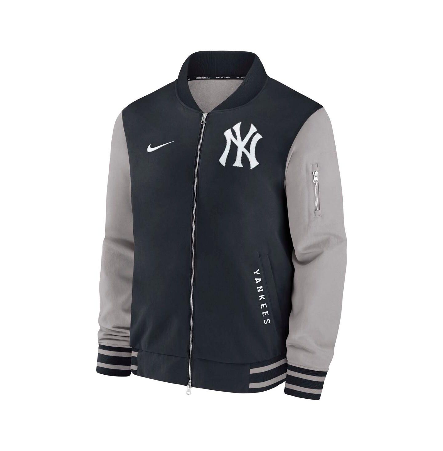 Мужская куртка Nike Navy/Gray New York Yankees Authentic Collection Dugout Full-Zip Bomber — фото 3