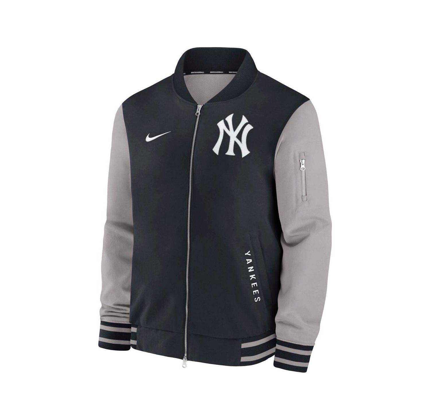 Men's Navy/Gray New York Yankees Authentic Collection Dugout Full-Zip Bomber Jacket