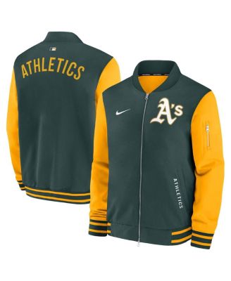 Nike - Men's Green/Gold Athletics Authentic Collection Dugout Full-Zip Bomber Jacket