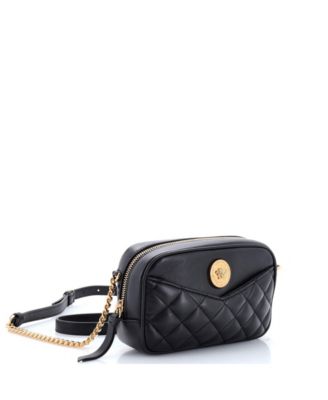 Бывшая в употреблении сумка для фотоаппарата Versace Small Medusa Icon с передним накладным карманом из стеганой кожи