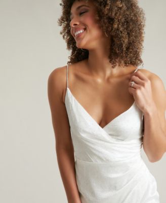 Women's Sparkle-Strap Side-Pleated Dress