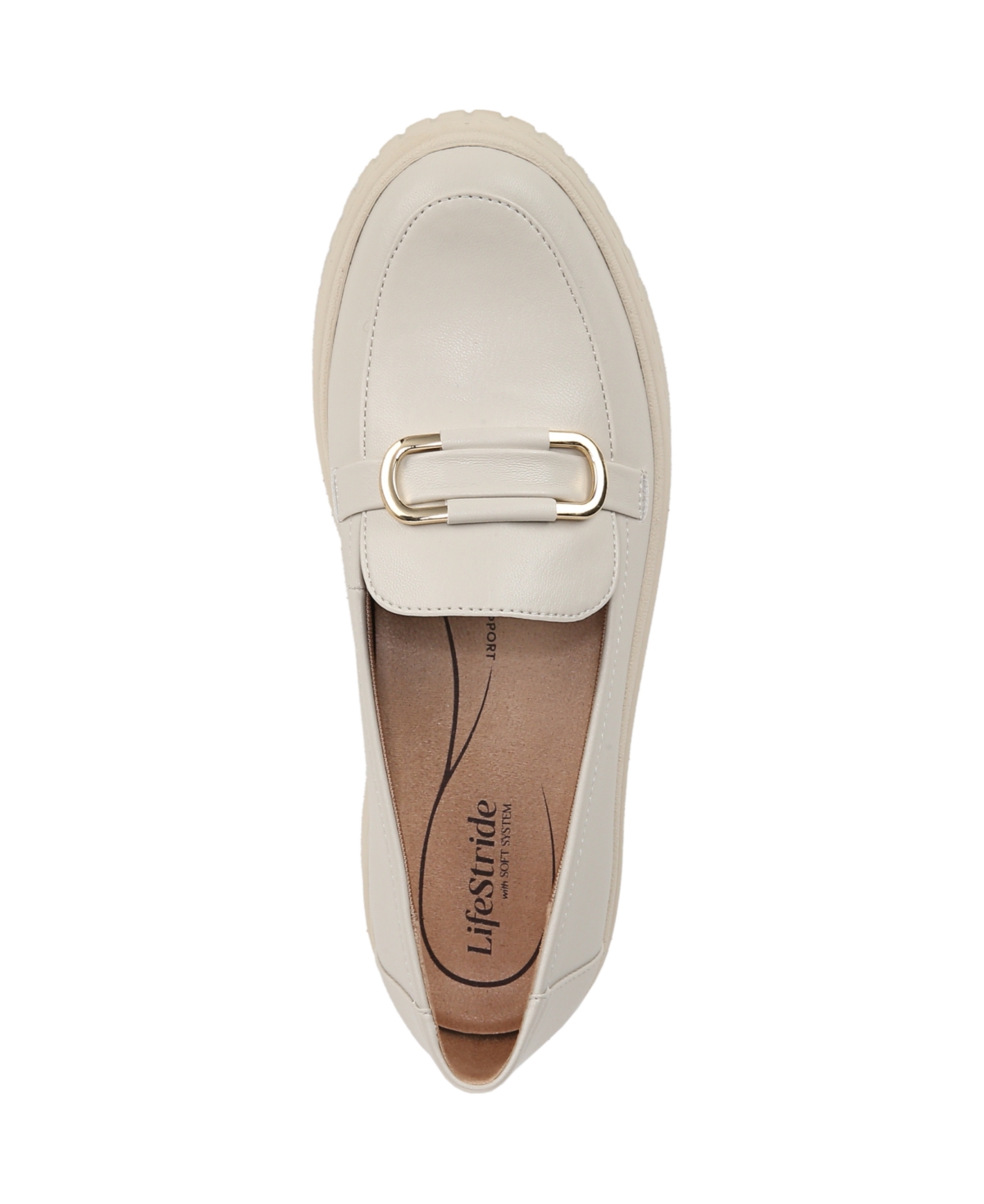 Shop Lifestride Women's Geneva-bit Closed Round Toe Platform Loafers In Bone Faux Leather