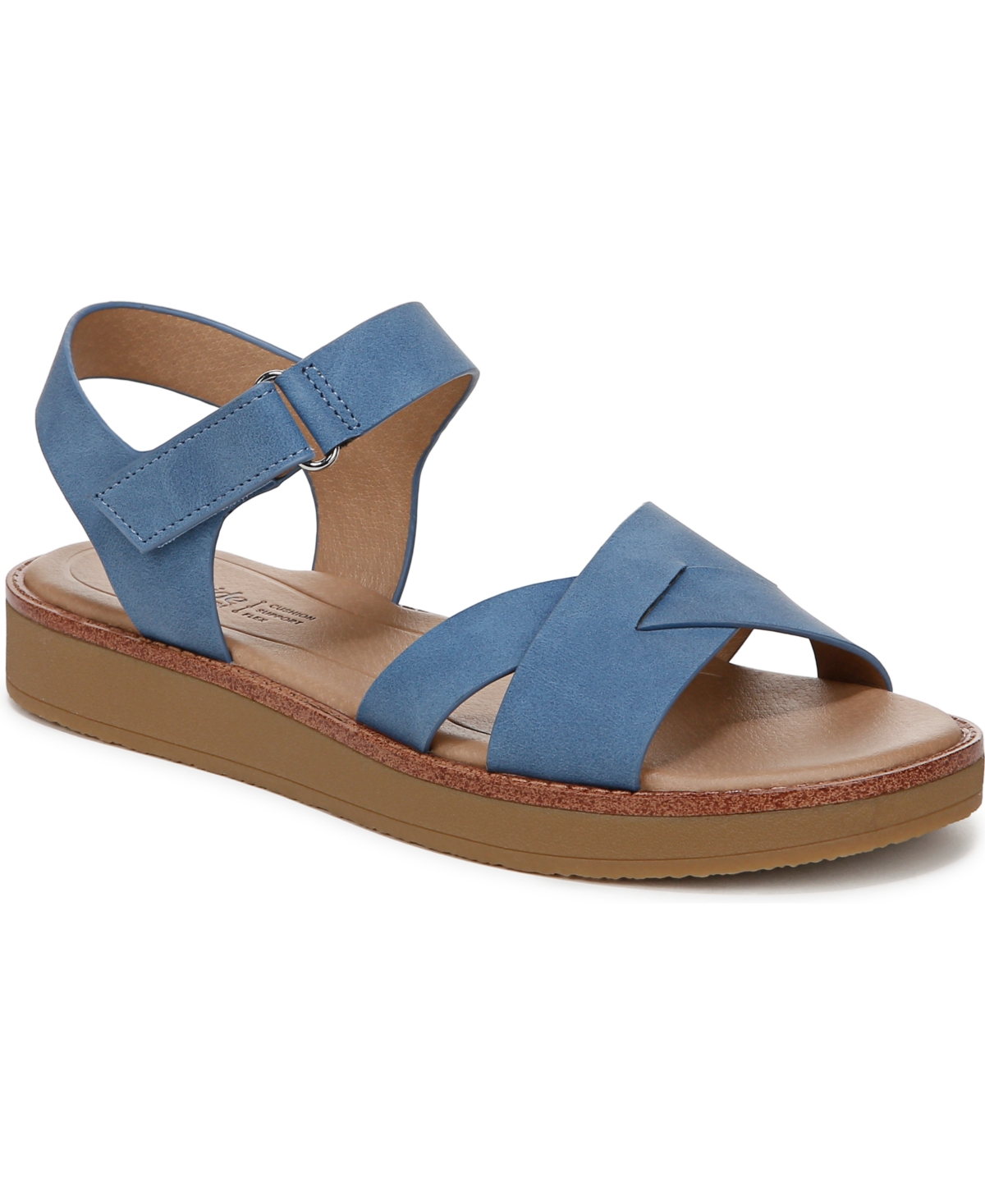 Shop Lifestride Women's Wren Strappy Platform Sandals In Blue Faux Leather