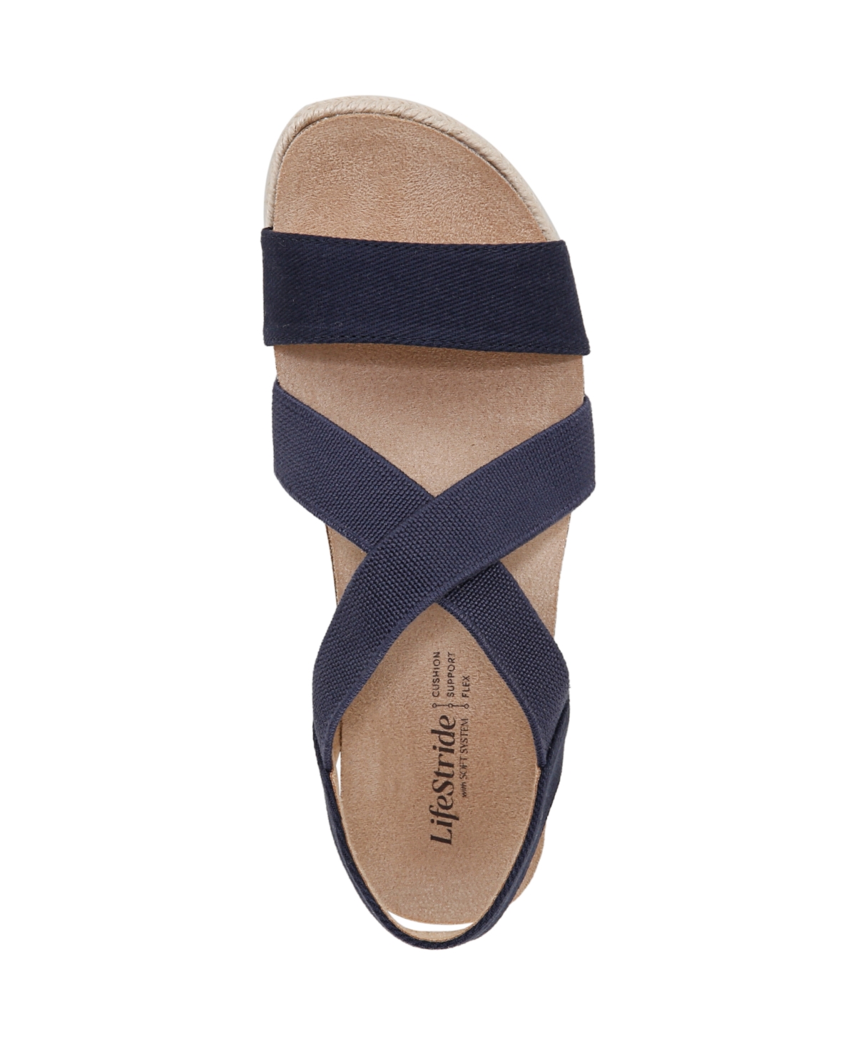 Shop Lifestride Women's Breeze Strappy Wedge Sandals In Lux Navy Fabric