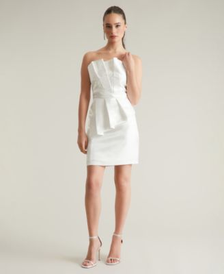 Women's Pleated Bustier Peplum Mini Dress