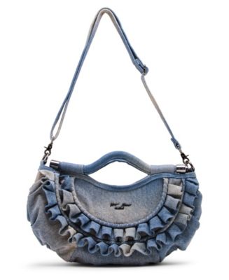 Borsa Betsey Johnson Around The Edges In Denim Con Volant, Manico E Tracolla Rimovibile - Taglia Unica - copertina