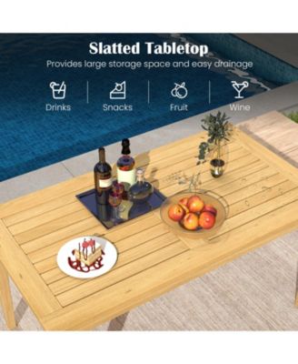 Balcony Coffee Table with Slatted Teak Top, Weather-Resistant Outdoor Design