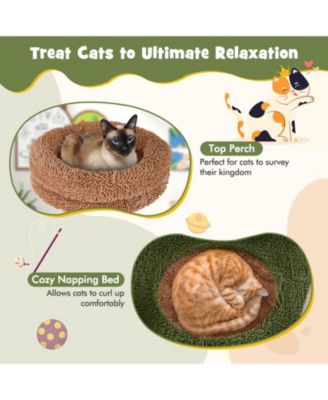 Multilevel Cat Tree with Scratching Posts, Rope, Plush Perch & Toy Bed Cozy & Fun Play Tower for Cats