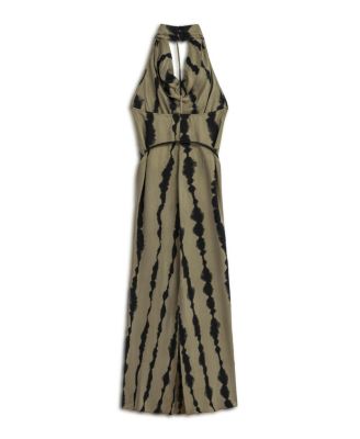 Women's Belt Detailed Printed Maxi Dress
