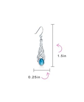 Blue Topaz Amethyst Moonstone Celtic Knot Dangle Earrings in Sterling Silver