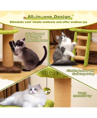 Cute Cat Tree for Indoor Cats with Mushroom-Shaped Nest Condo & Climbing Ladder Cozy & Fun Playhouse