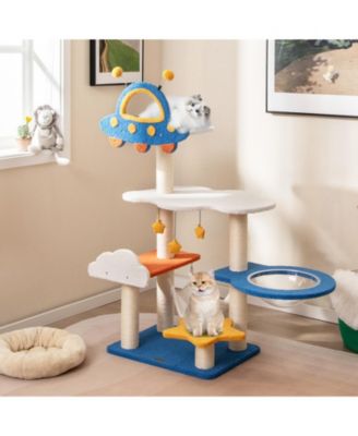 Cat Tree with UFO Top Perch, Space Capsule & Scratching Posts Fun & Cozy Playhouse for Cats