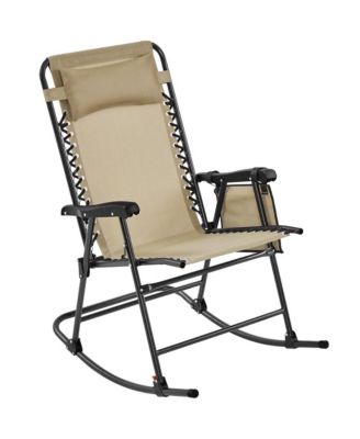26in Foldable Outdoor Lounge Chair, Navy Blue
