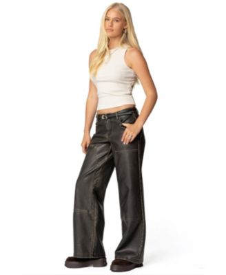 Винтажные женские брюки из выстиранной искусственной кожи Edikted