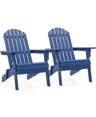 2-piece Solid Wood Folding Adirondack Chair, Blue