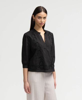 Women s Embroidered Trim Top