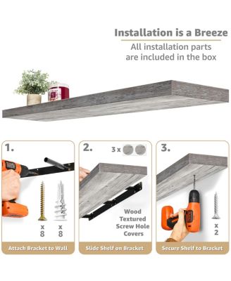 2 Pack 47 x 9.25 Inch Wall Mounted Floating Shelves - Stylish and Functional Storage