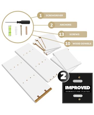 2 Pack 5 Tier Wall Mounted Floating Shelf Unit with Hooks - Home Decor and Storage Organizer