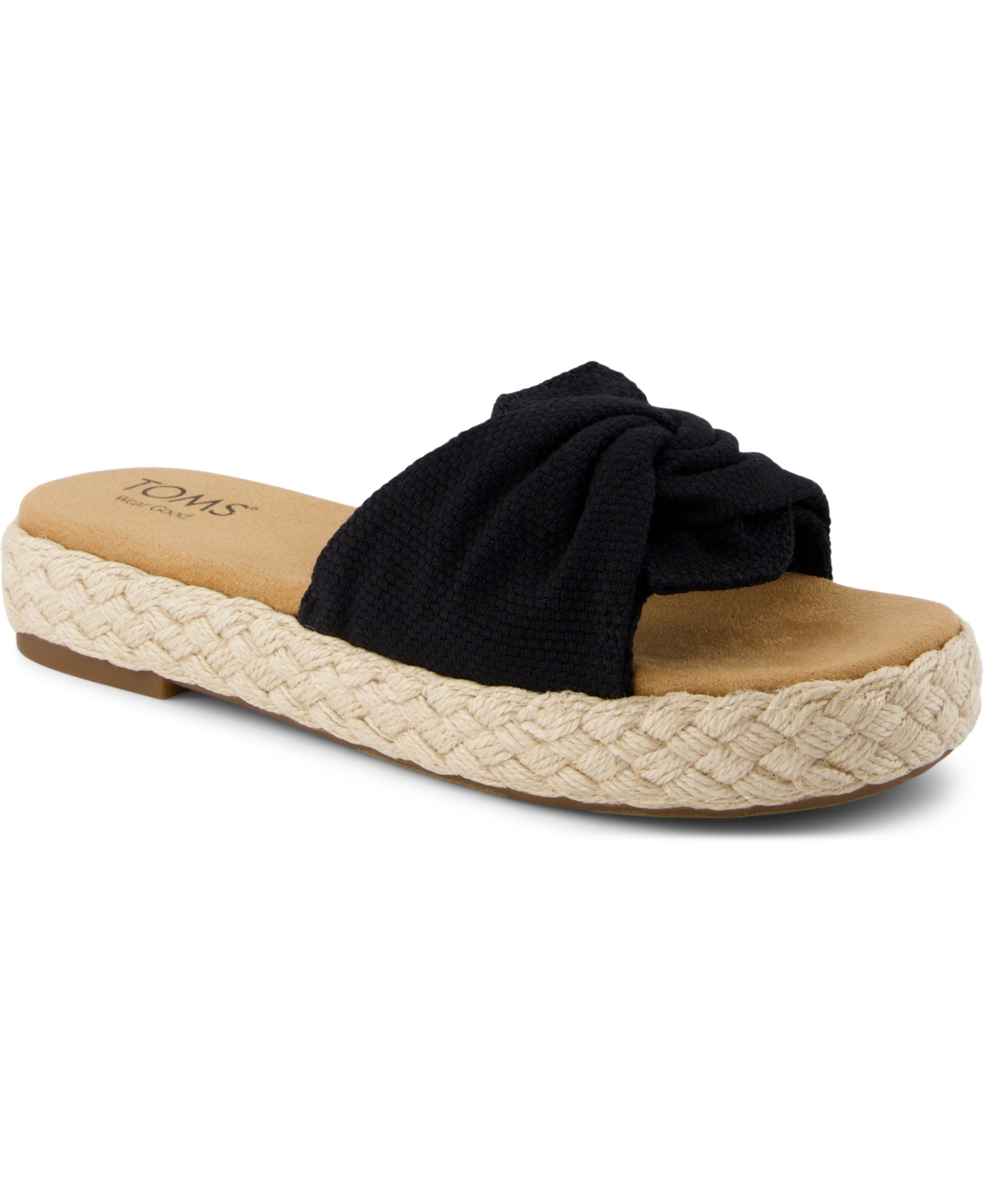 Shop Toms Women's Abby Slide Slip-on Sandals In Black Beachside Woven,knot