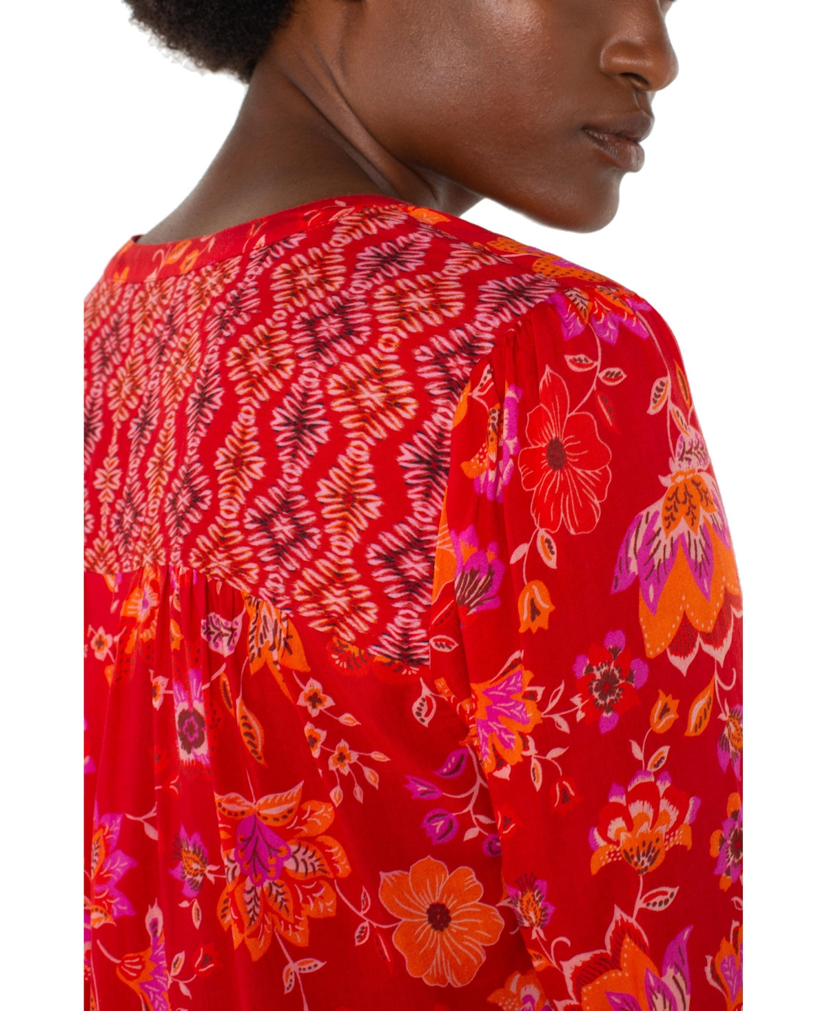 Liverpool Los Angeles Floral Button-up Shirt In Red