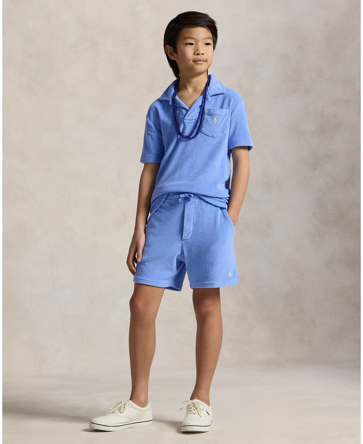 Polo Ralph Lauren Big Boys Terry Polo Shirt In Harbor Island Blue