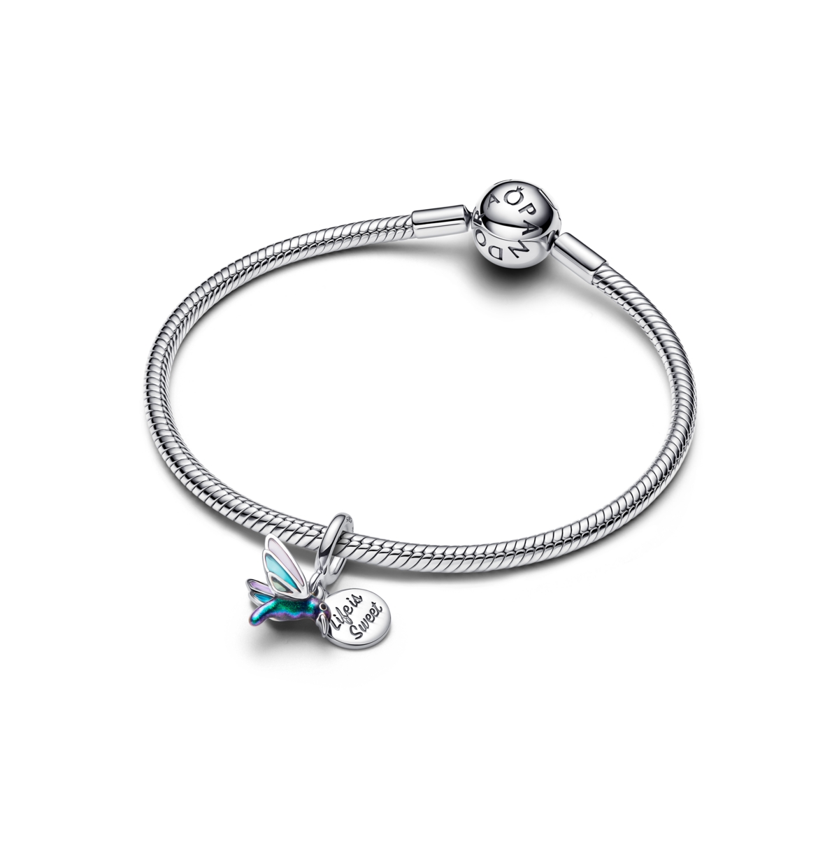 PANDORA STERLING SILVER HUMMINGBIRD DOUBLE DANGLE CHARM 