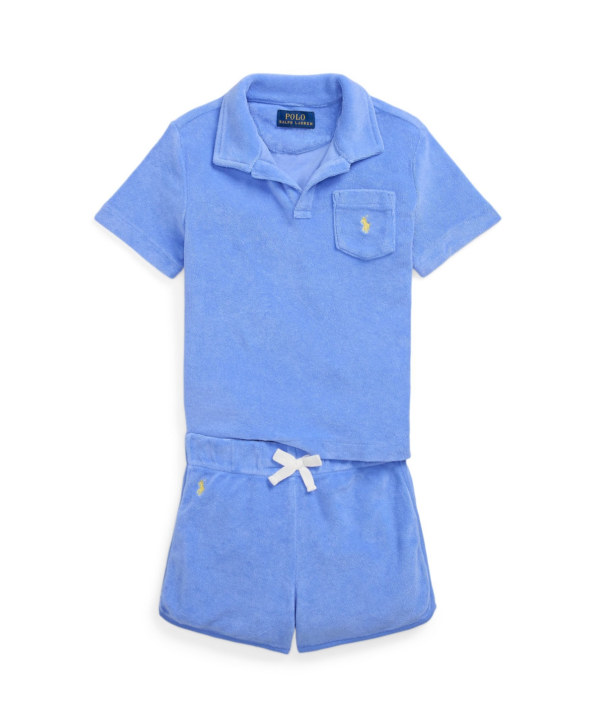 Polo Ralph Lauren Toddler And Little Boys Terry Polo Shirt And Short Set In Harbor Island Blue