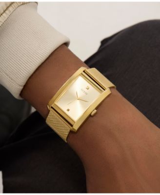 Men's Analog Gold-Tone Steel Mesh Watch, 34mm