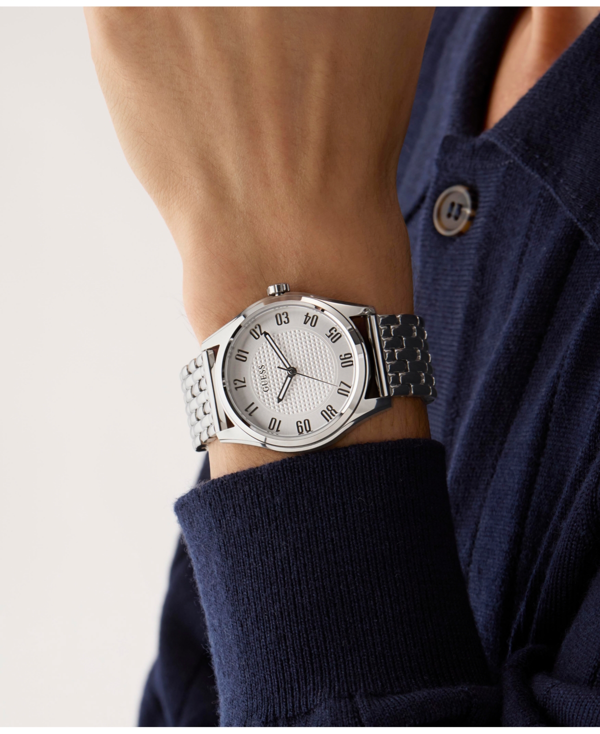 Guess Men's Analog Silver-tone Steel Watch, 42mm