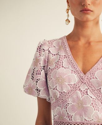 Женское кружевное мини-платье Sarah с пышными рукавами от RISE STUDIO, INC