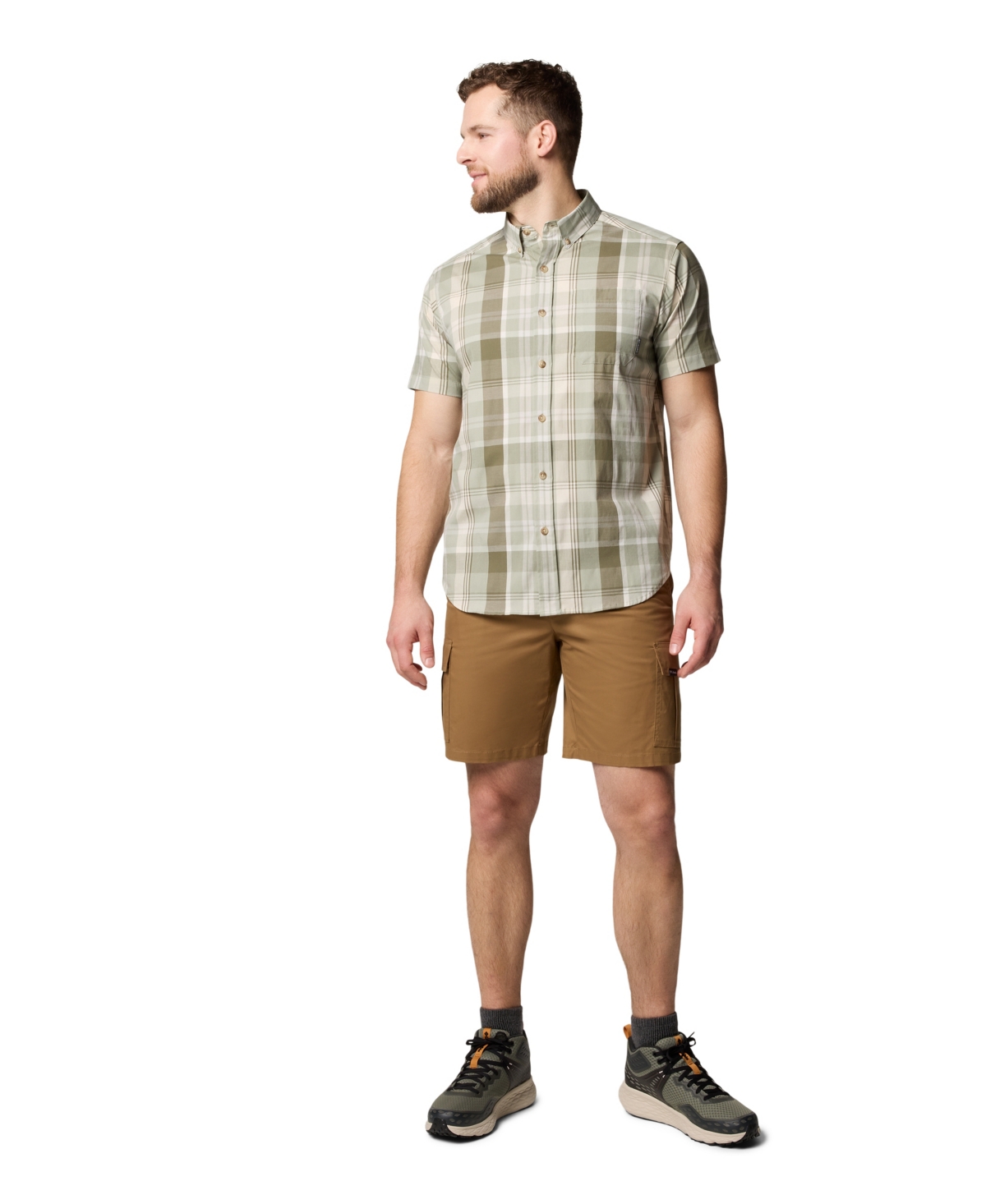 Shop Columbia Men's Rapid Rivers Short Sleeve Plaid Shirt In Safari Mul