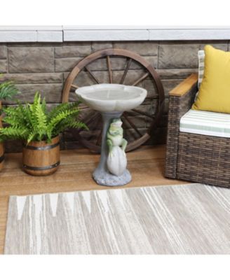 Brooding Frog on a Stone 22-Inch H Polyresin Bird Bath