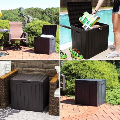 Lockable Outdoor Small Deck Box with Storage and Side Handles - 32-Gal.