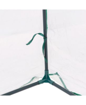 Outdoor Portable Slanted Top Plant Shelter Mini Cloche Greenhouse with Zipper Doors - Clear