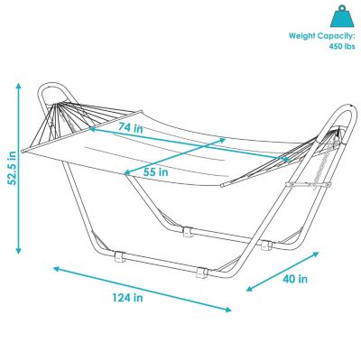 Double Quilted Fabric Hammock with Universal Steel Stand - 450-Pound Capacity