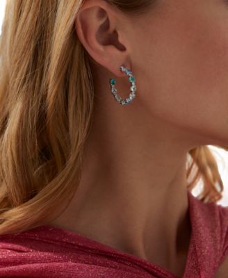 Eliot Danori Silver-Tone Small Mixed Stone C-Hoop Earrings 1 Exclusively at Macys 11090₽